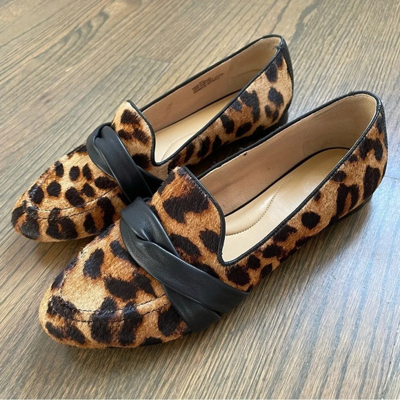 Talbots Ryan Twist Nappa Leather Leopard Calf Hair Loafers Women’s 8 - Picture 3 of 10